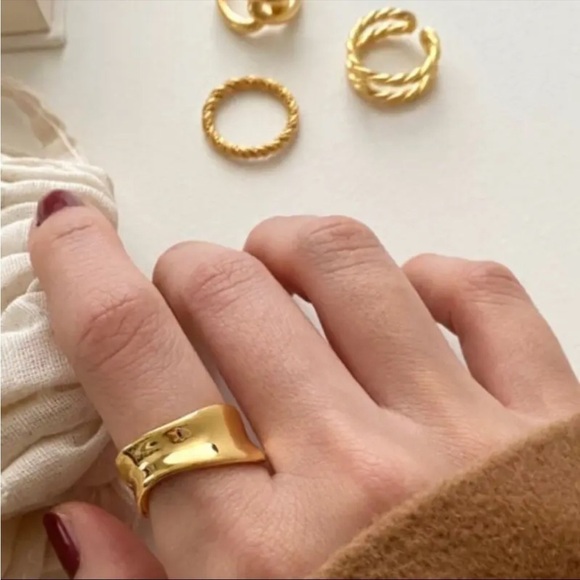 ⭐️new Gold over 925 Sterling Silver Wave Ring - Picture 5 of 7